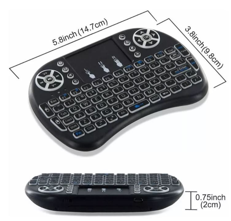 Mini Teclado Inalambrico Touchpad Iluminado Smart Tv Box con letra Ñ